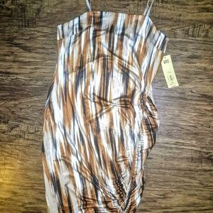 Stylish Brown and White Midi Dress